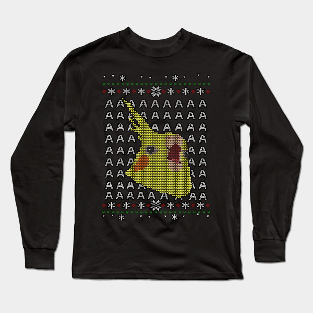 cockatiel screamy christmas sweater Long Sleeve T-Shirt by FandomizedRose